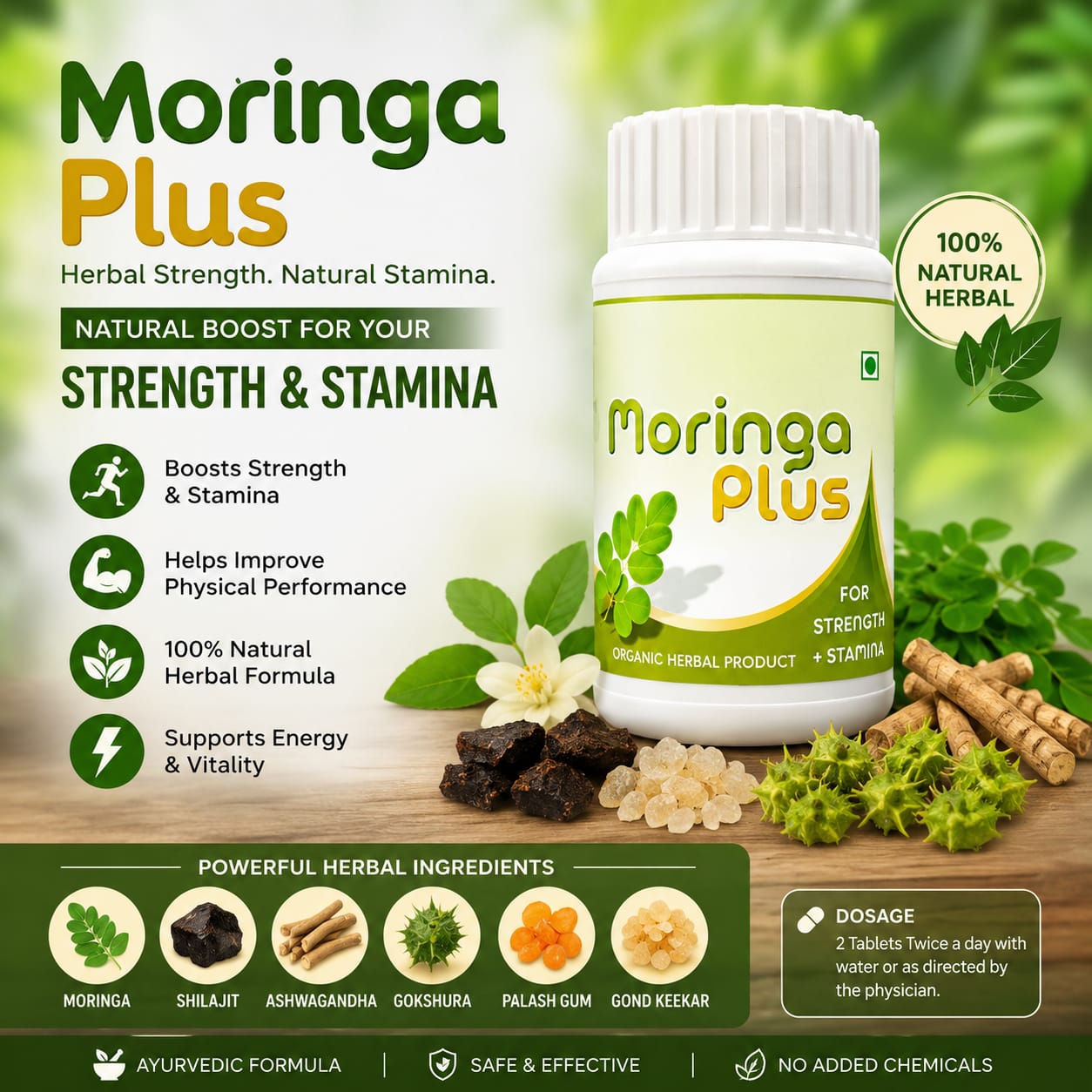 Moringa Plus Herbal Strength. Natural Stamina.